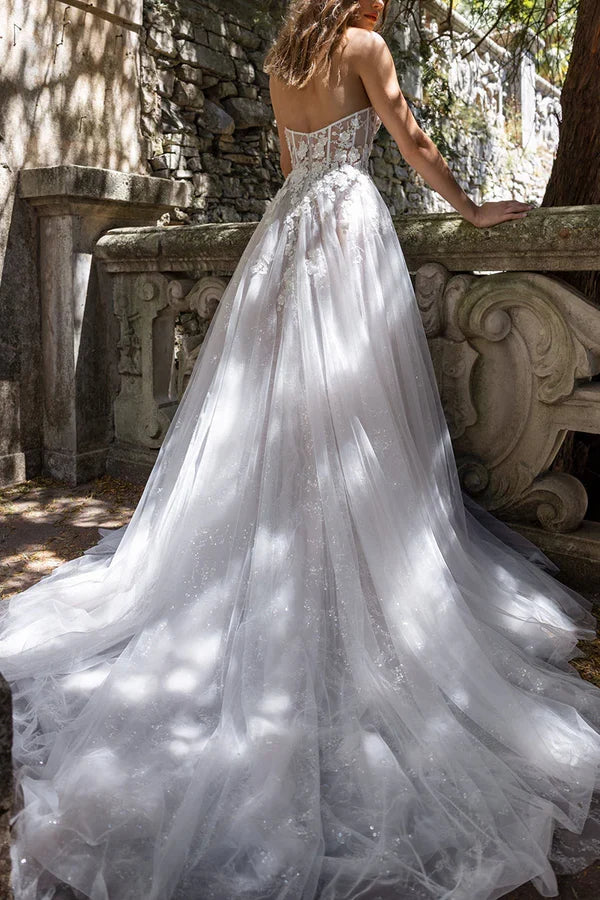 A-Line Sweetheart Lace Applique Wedding Dress - Chloe Dress