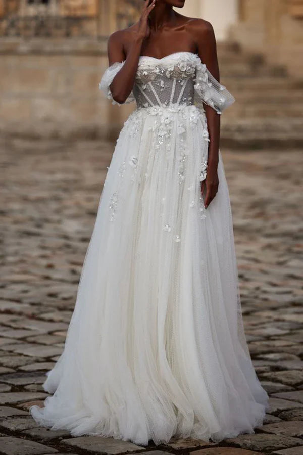 A-Line Sweetheart Train Wedding Dress - Chloe Dress