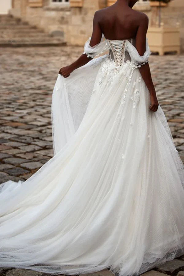 A-Line Sweetheart Train Wedding Dress - Chloe Dress