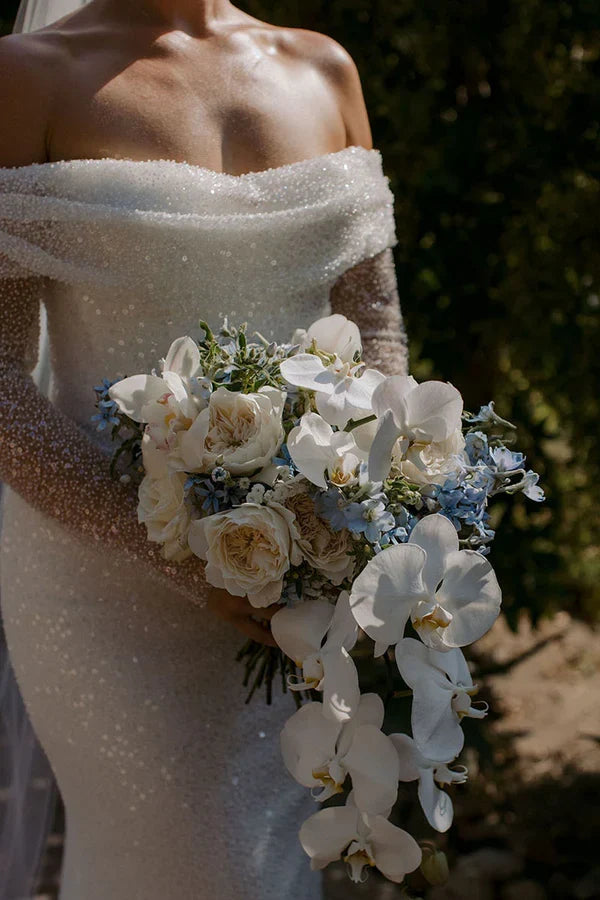 Off-Shoulder Long Sleeve Wedding Dress - Chloe Dress
