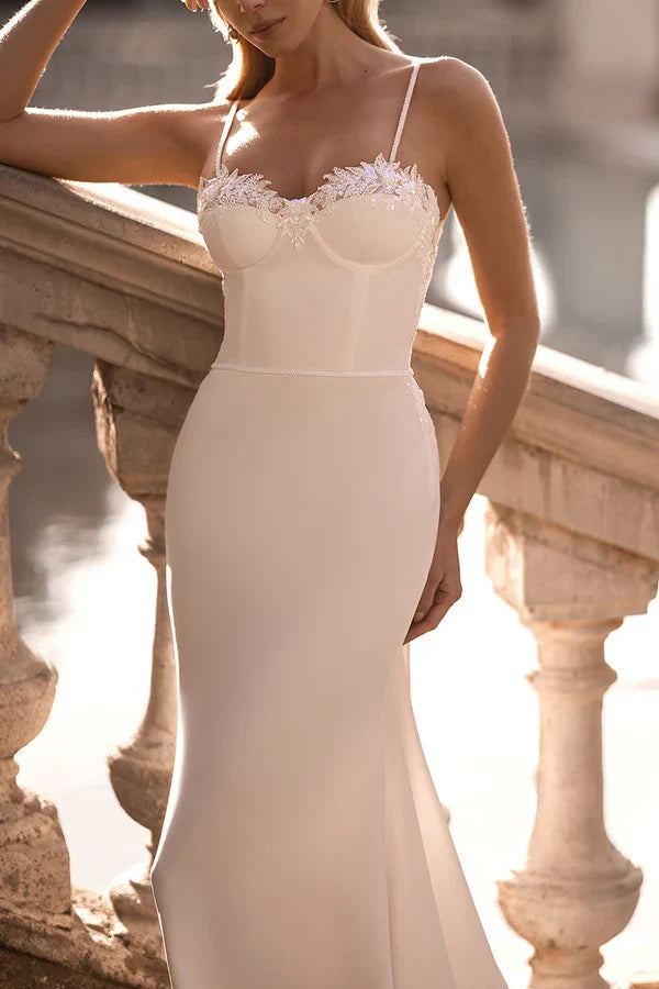 Lace Train Wedding Dress - Chloe Dress