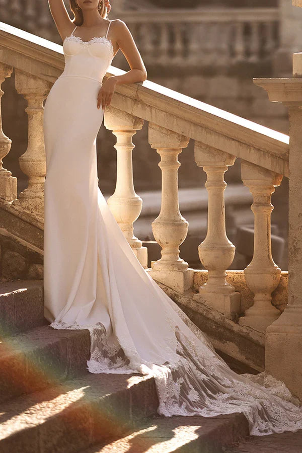 Lace Train Wedding Dress - Chloe Dress