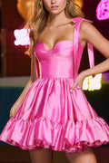 Pink A-Line Sweetheart Satin Homecoming Dress - Chloe Dress