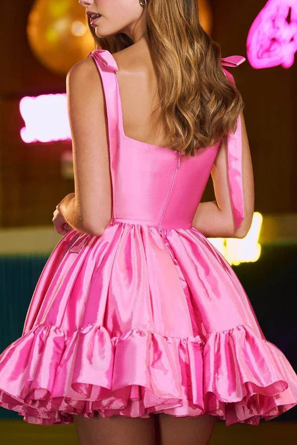 Pink A-Line Sweetheart Satin Homecoming Dress - Chloe Dress