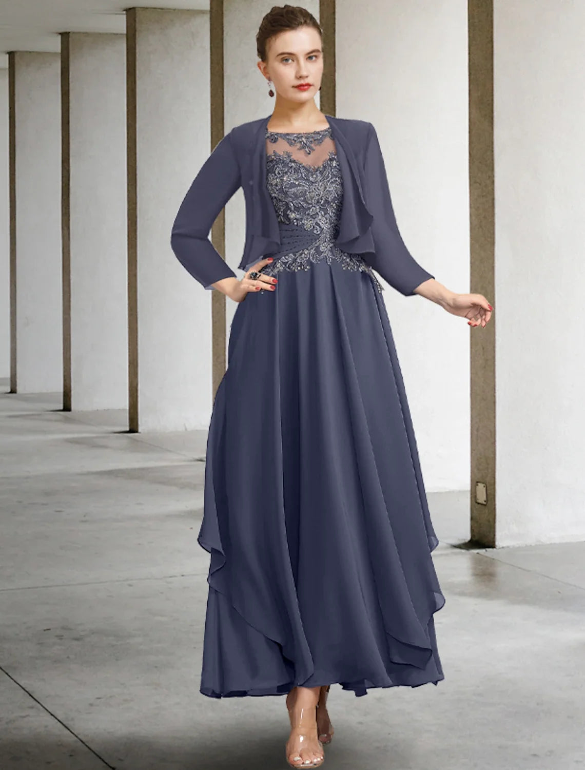 A-Line Chiffon Short Sleeve Wrap Mini Wedding Dress - Chloe Dress