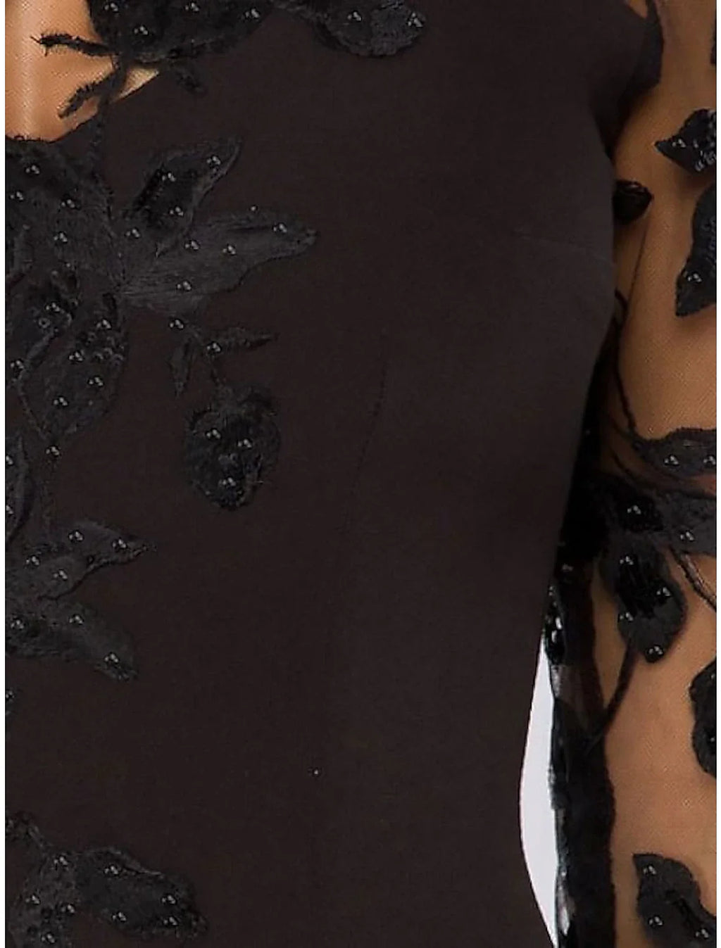 Black A-Line Satin Three-Quarter Sleeve Asymmetric Wedding Dress - Chloe Dress