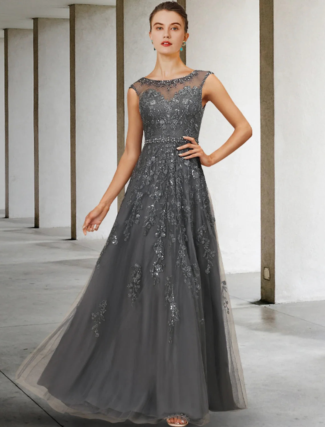 A-Line Tulle Sleeveless Floor-Length Wedding Dress - Chloe Dress