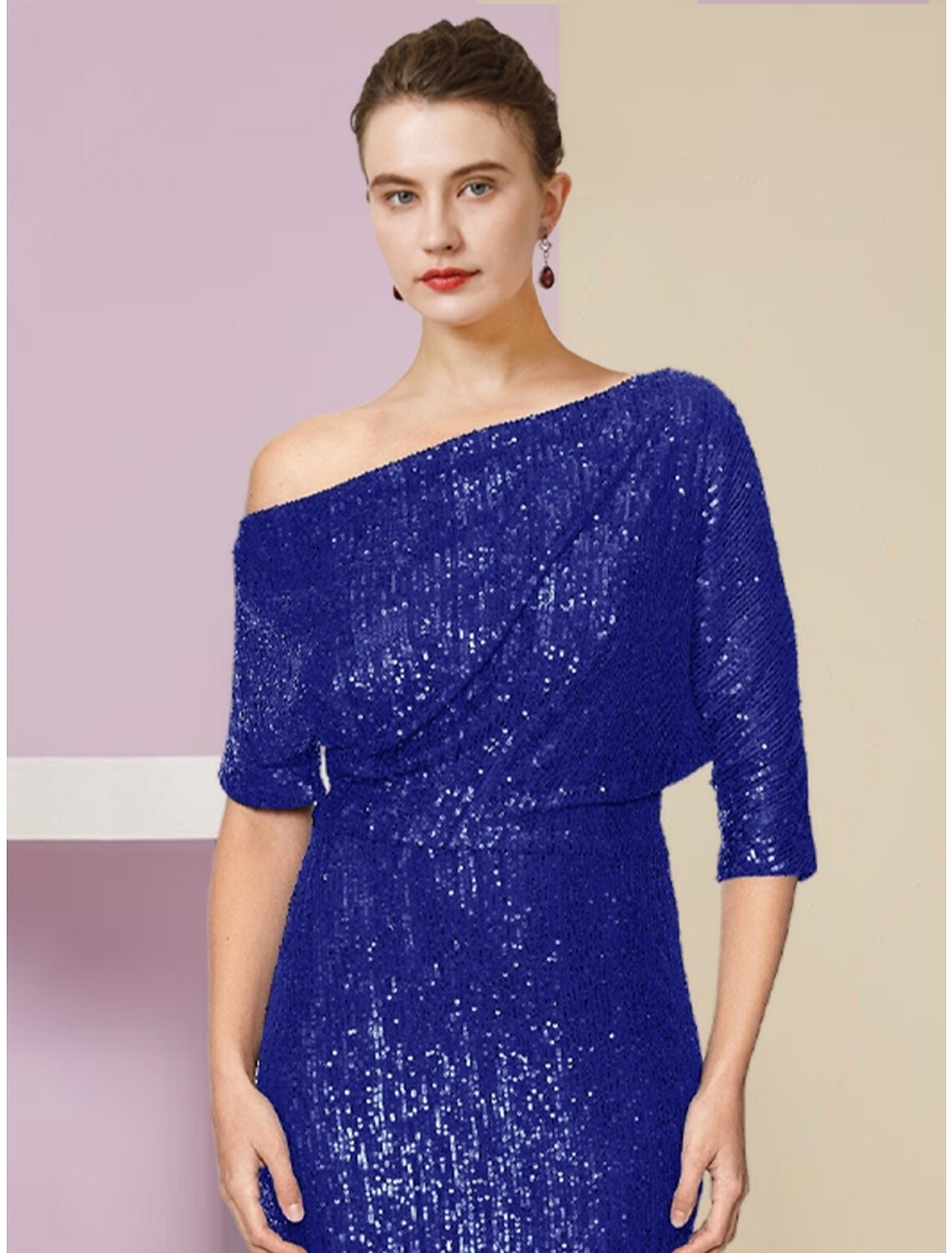 Sheath Off-Shoulder Sequin Train Wedding Dress - Chloe Dress