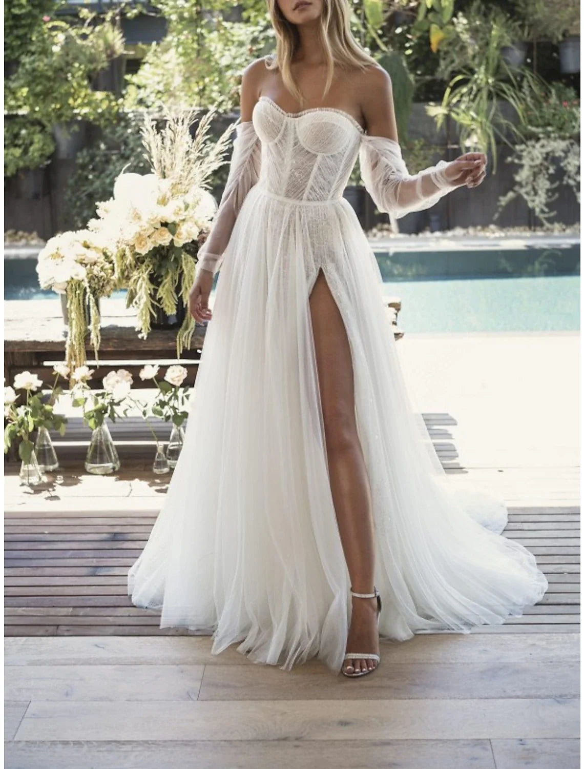 A-Line Sweetheart Lace Pleated Wedding Gown - Chloe Dress