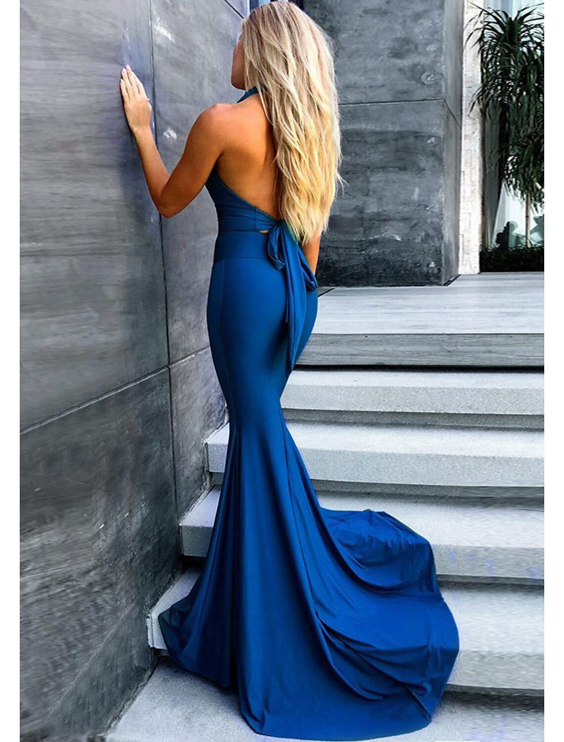 Mermaid V-Neck Sleeveless Pleated Evening Gown - Chloe Dress