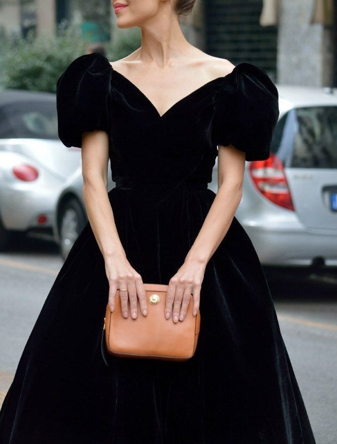 A-Line V-Neck Velvet Short Sleeve Ruffled Mini Wedding Dress - Chloe Dress