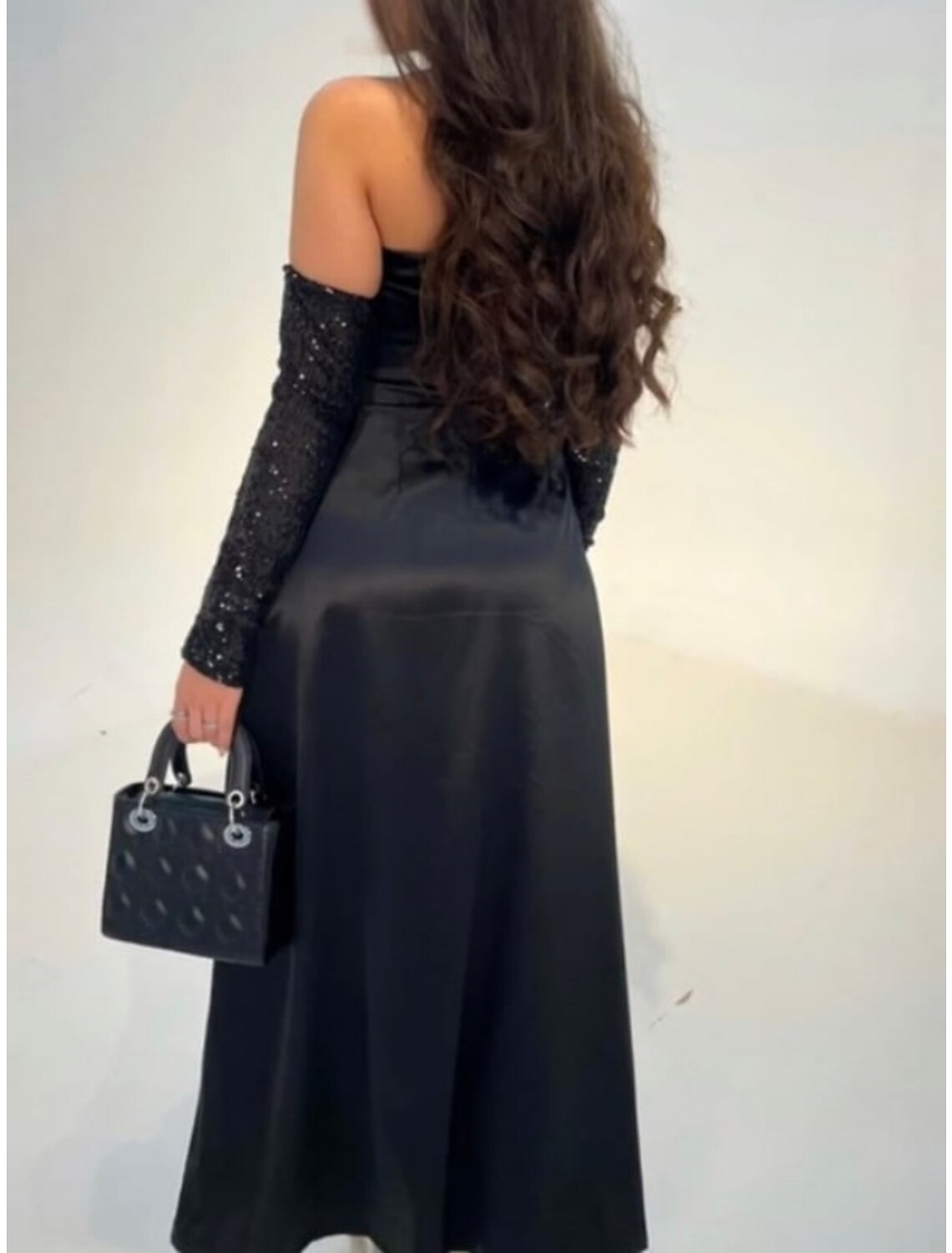 Black A-Line Halter Satin Sleeveless Pleated Ankle-Length Evening Gown - Chloe Dress