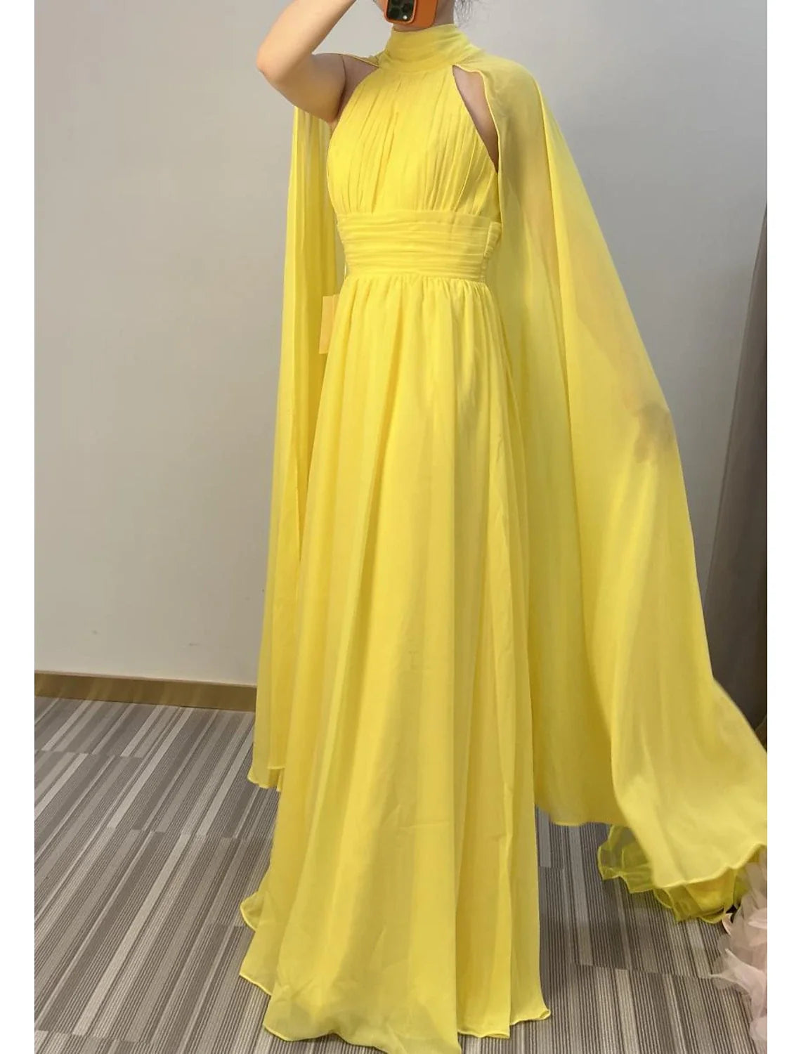 A-Line High Neck Chiffon Sleeveless Floor-Length Evening Gown - Chloe Dress