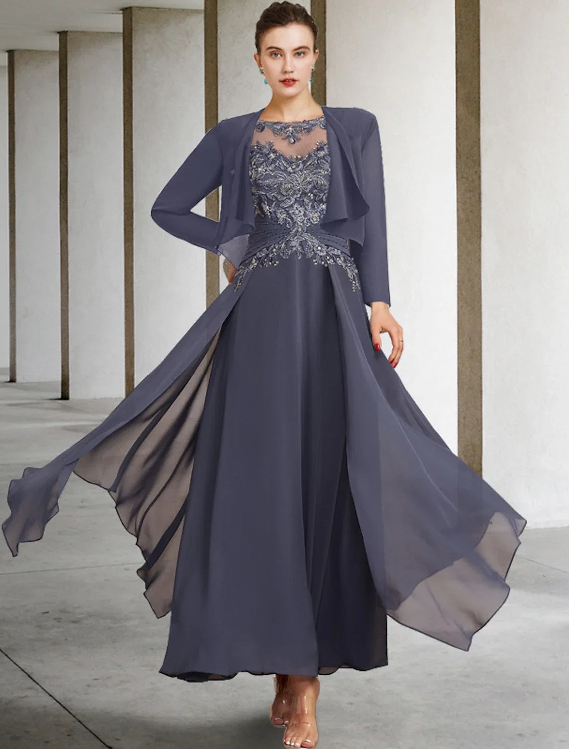 A-Line Chiffon Short Sleeve Wrap Mini Wedding Dress - Chloe Dress