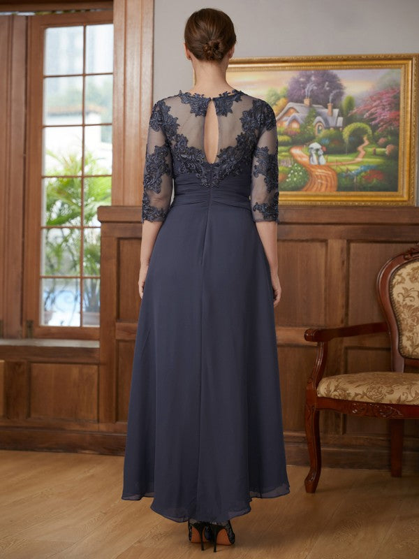 A-Line Chiffon Three-Quarter Sleeve Asymmetric Dress - Chloe Dress