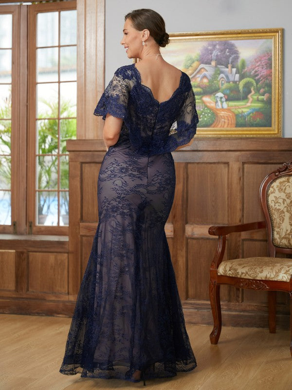 Sheath V-Neck Satin Short Sleeve Floor-Length Dress - Chloe Dress