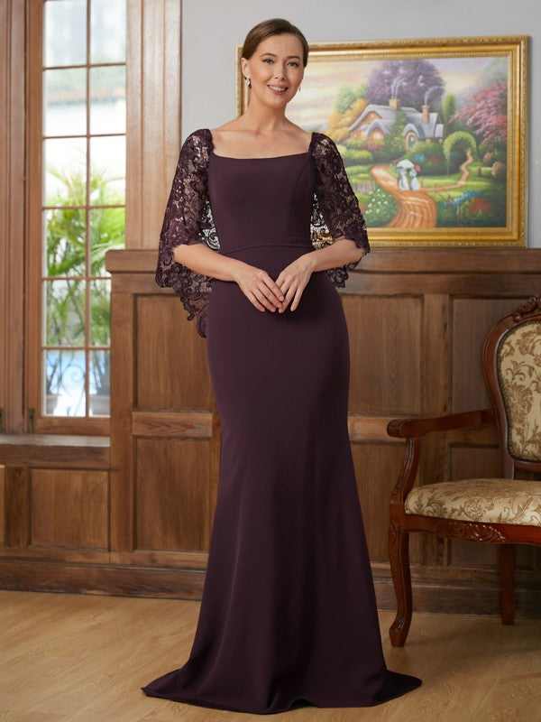 Sheath Square Neck Lace Train Dress - Chloe Dress