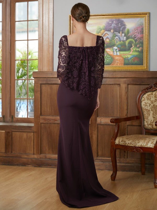 Sheath Square Neck Lace Train Dress - Chloe Dress