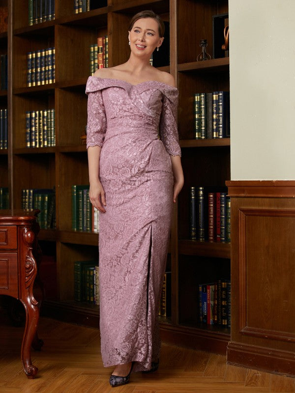 Sheath Satin Three-Quarter Sleeve Floor-Length Dress - Chloe Dress