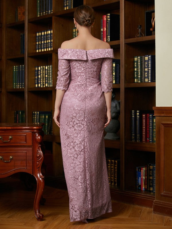 Sheath Satin Three-Quarter Sleeve Floor-Length Dress - Chloe Dress