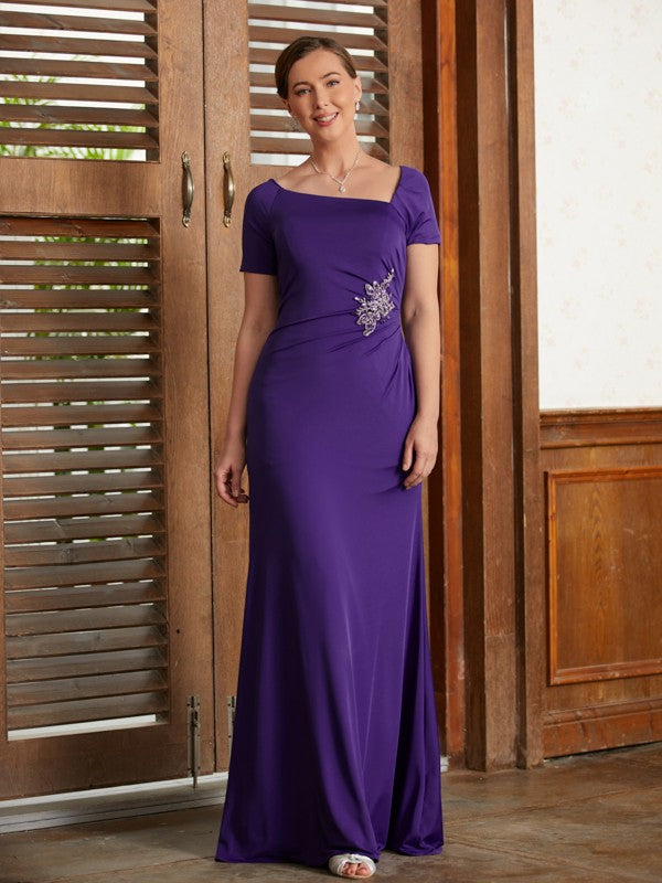 Sheath Square Neck Jersey Short Sleeve Floor-Length Dress - Chloe Dress