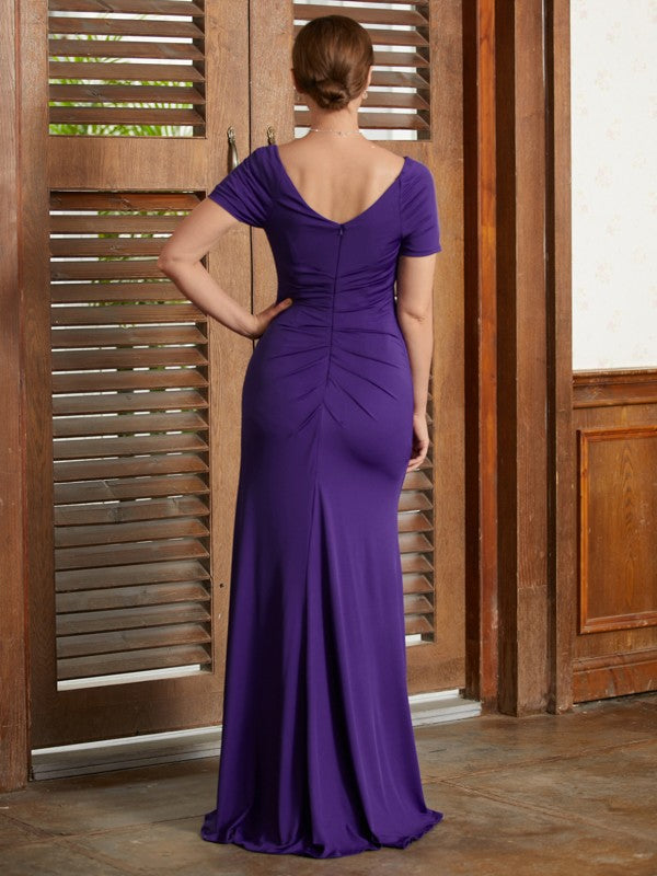 Sheath Square Neck Jersey Short Sleeve Floor-Length Dress - Chloe Dress