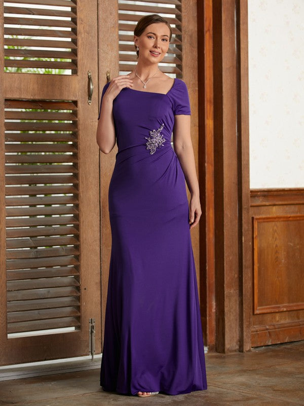 Sheath Square Neck Jersey Short Sleeve Floor-Length Dress - Chloe Dress