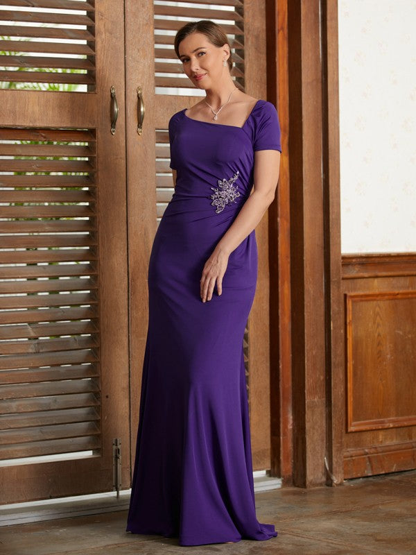 Sheath Square Neck Jersey Short Sleeve Floor-Length Dress - Chloe Dress