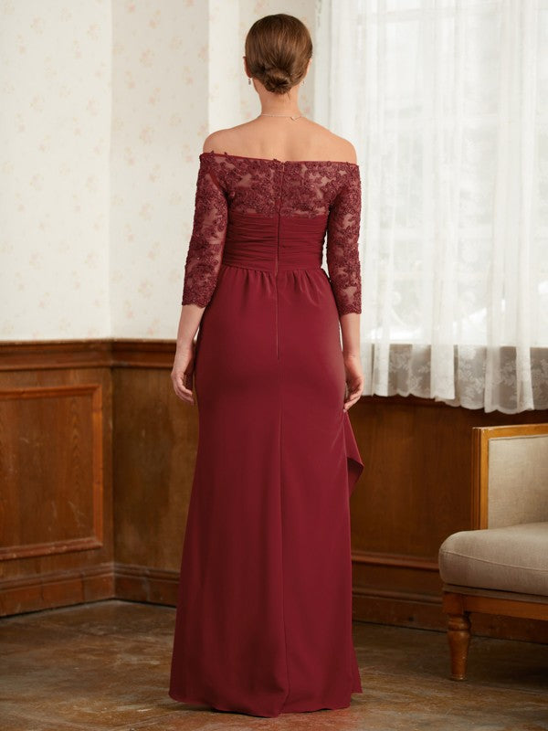 A-Line Lace Three-Quarter Sleeve Floor-Length Dress - Chloe Dress