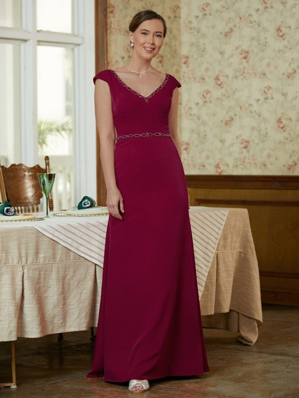 Sheath V-Neck Crepe Sleeveless Floor-Length Dress - Chloe Dress