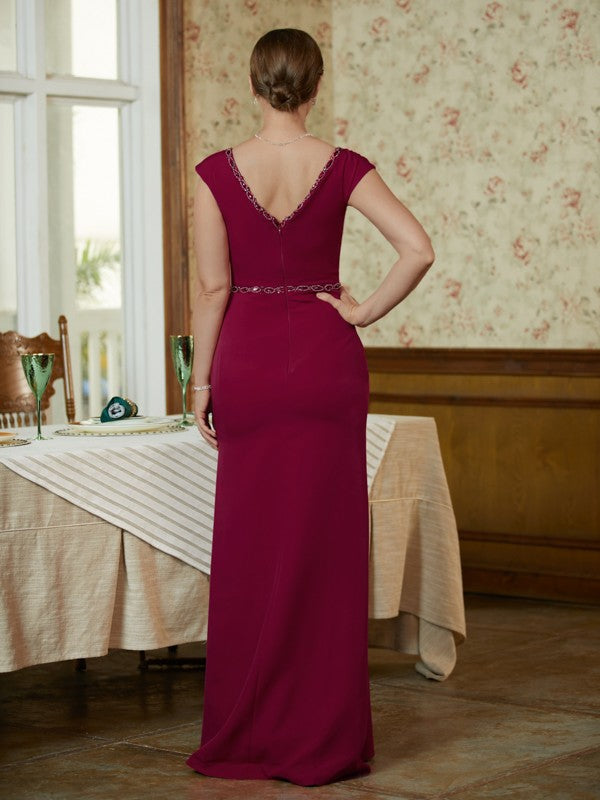 Sheath V-Neck Crepe Sleeveless Floor-Length Dress - Chloe Dress