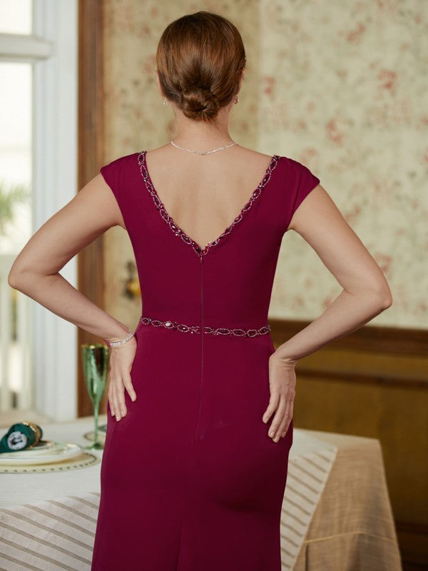 Sheath V-Neck Crepe Sleeveless Floor-Length Dress - Chloe Dress