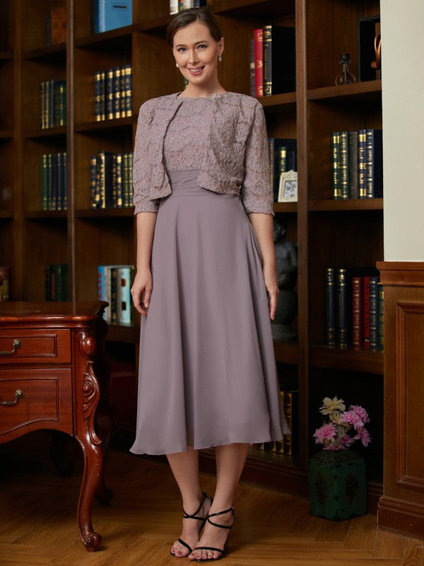 A-Line Chiffon Sleeveless Tea-Length Dress - Chloe Dress