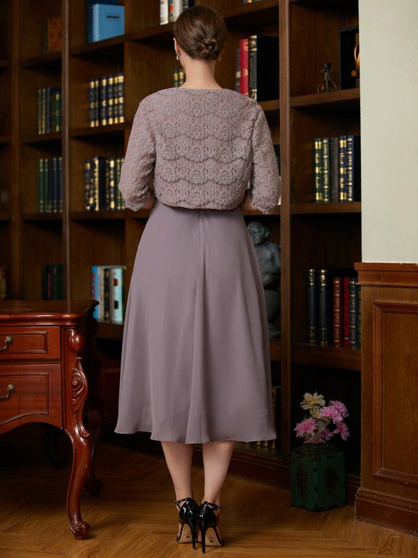 A-Line Chiffon Sleeveless Tea-Length Dress - Chloe Dress