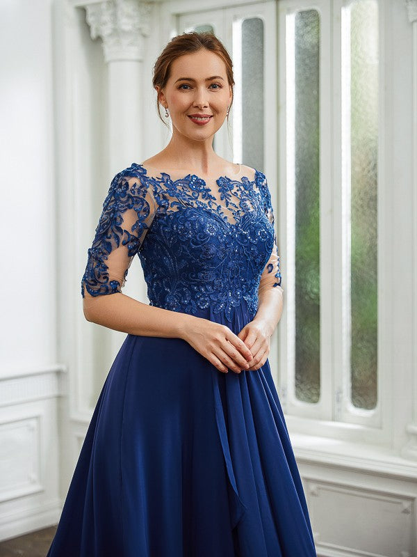 A-Line Chiffon Applique Tea-Length Dress - Chloe Dress
