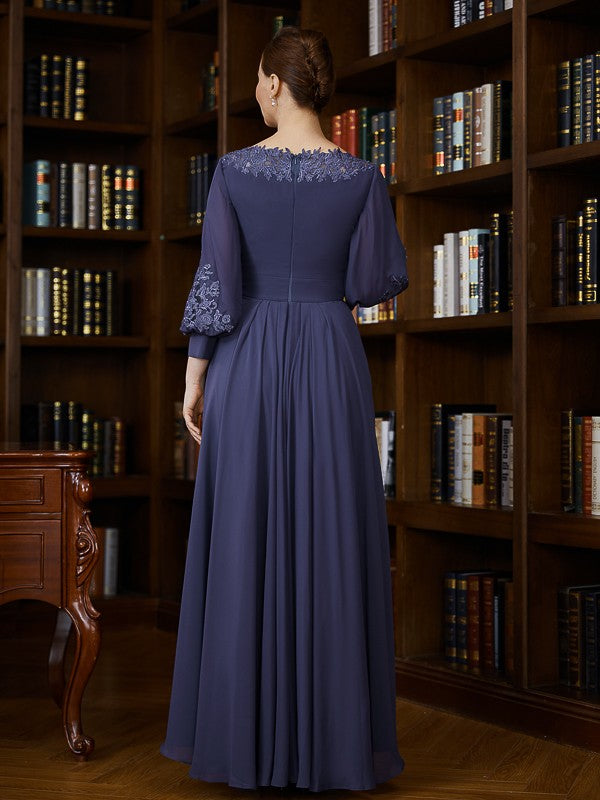A-Line Chiffon Three-Quarter Sleeve Asymmetric Tea-Length Dress - Chloe Dress
