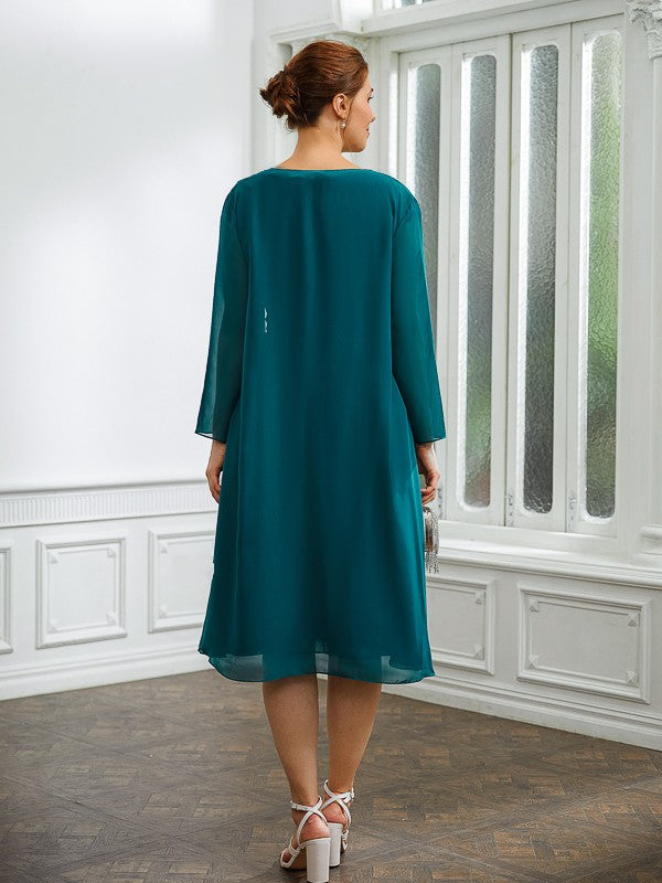 A-Line V-Neck Chiffon Short Sleeve Mini Dress - Chloe Dress
