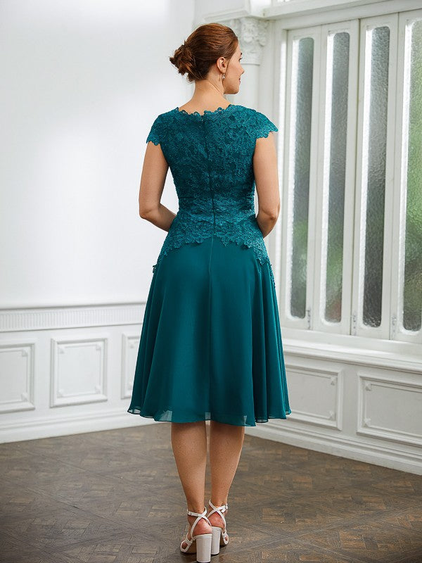 A-Line V-Neck Chiffon Short Sleeve Mini Dress - Chloe Dress