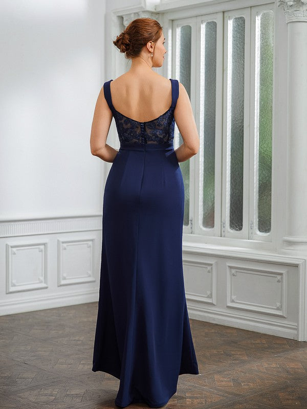 Sheath V-Neck Crepe Sleeveless Floor-Length Dress - Chloe Dress