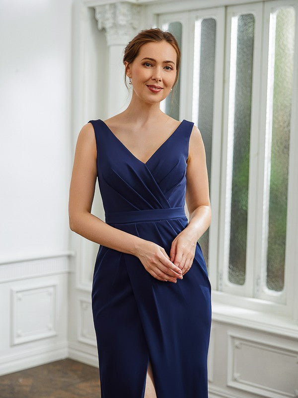 Sheath V-Neck Crepe Sleeveless Floor-Length Dress - Chloe Dress