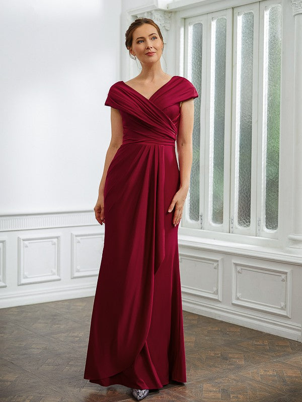 Sheath V-Neck Jersey Short Sleeve Floor-Length Dress - Chloe Dress
