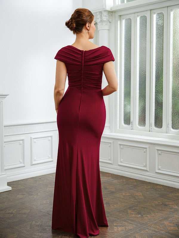 Sheath V-Neck Jersey Short Sleeve Floor-Length Dress - Chloe Dress