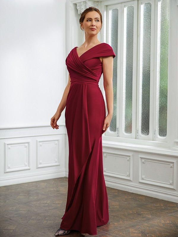 Sheath V-Neck Jersey Short Sleeve Floor-Length Dress - Chloe Dress