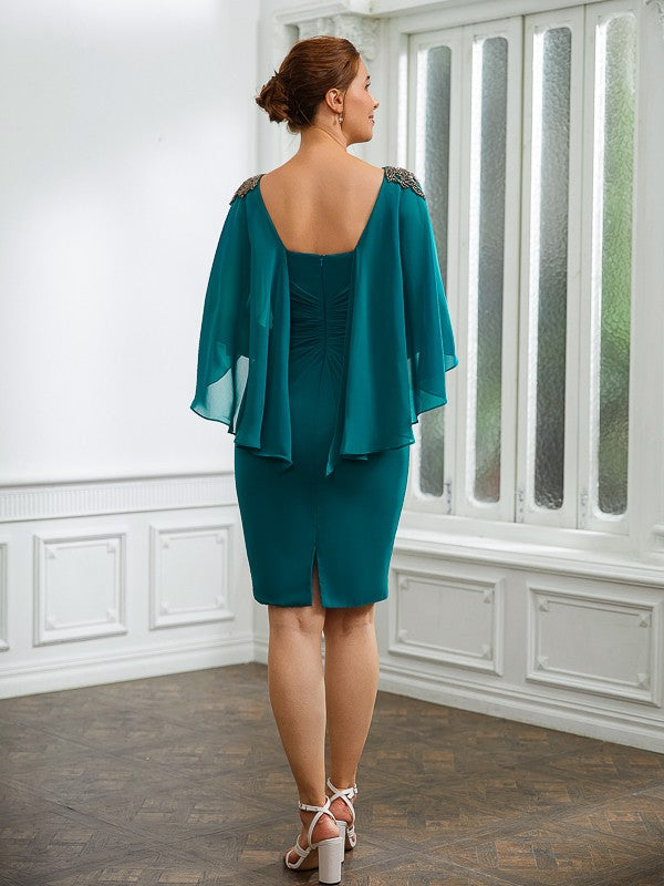 Sheath Chiffon Three-Quarter Sleeve Tea-Length Dress - Chloe Dress