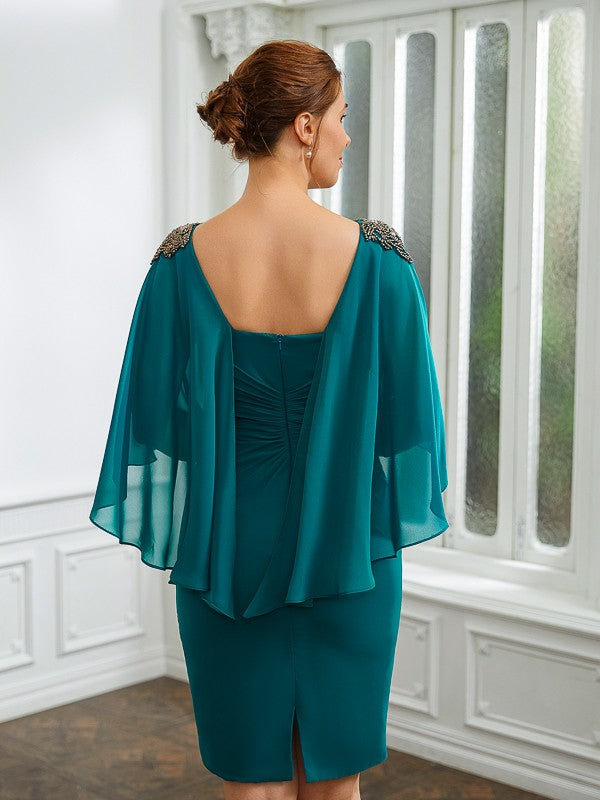 Sheath Chiffon Three-Quarter Sleeve Tea-Length Dress - Chloe Dress