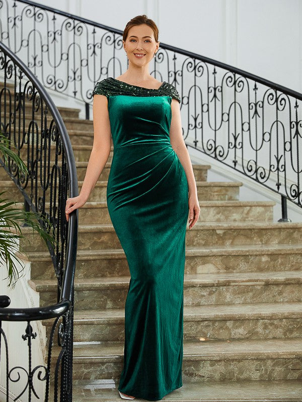 Sheath V-Neck Velvet Sleeveless Floor-Length Dress - Chloe Dress