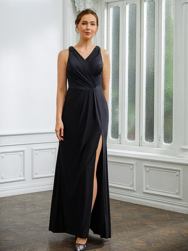 Sheath V-Neck Jersey Sleeveless Floor-Length Dress - Chloe Dress