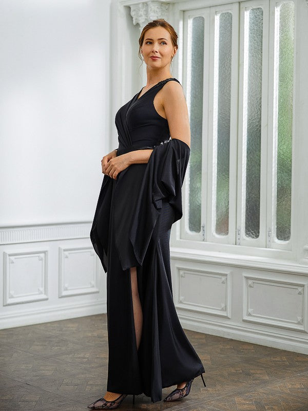 Sheath V-Neck Jersey Sleeveless Floor-Length Dress - Chloe Dress