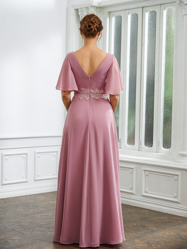 A-Line V-Neck Chiffon Floor-Length Dress - Chloe Dress