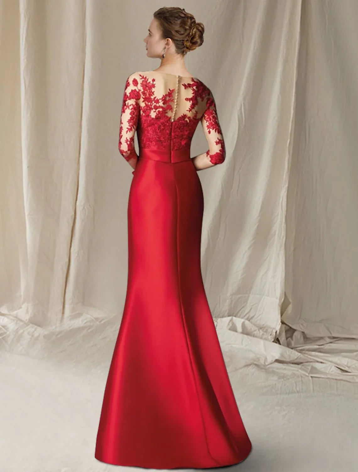 Mermaid Satin Applique Floor-Length Dress - Chloe Dress